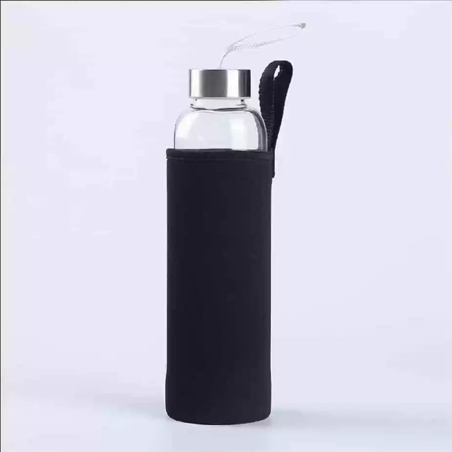 Crystal Infused Glass Water Bottle w/cover