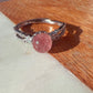 Strawberry Quartz Sterling Silver Adjustable Ring