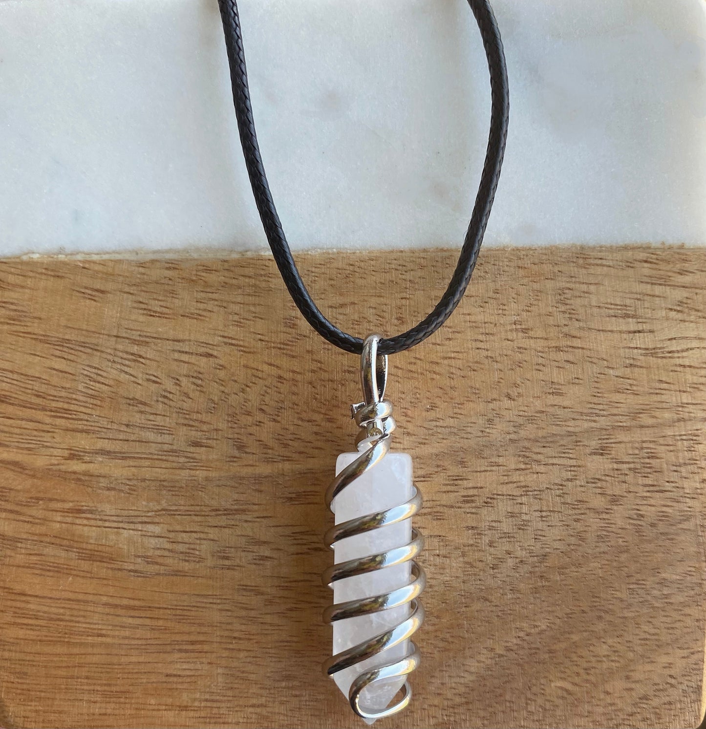 Spiral Crystal Necklace: Clear Quartz