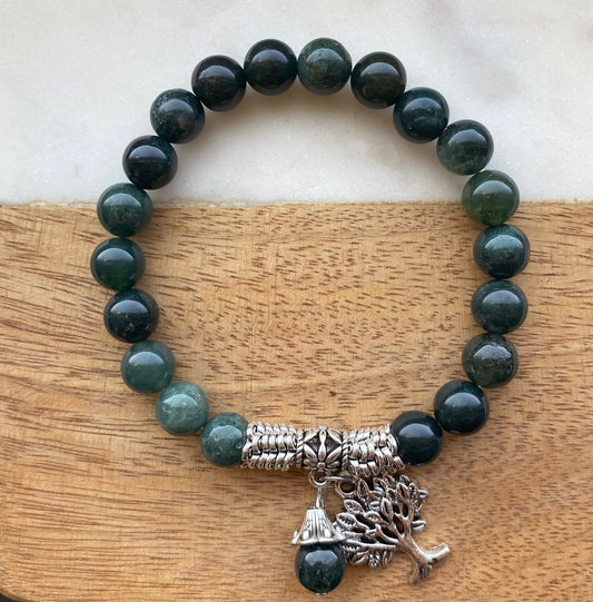 Tree of Life Healing Crystal Bracelet: Moss Agate