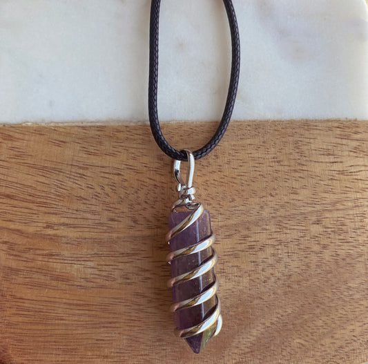 Spiral Crystal Necklace: Amethyst