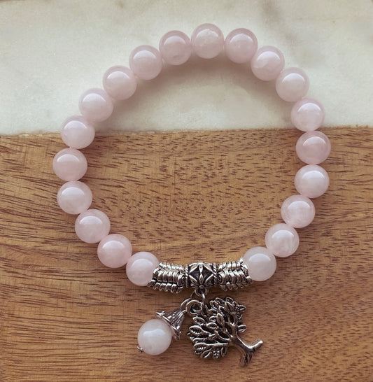 Tree of Life Healing Crystal Bracelet: Rose Quartz