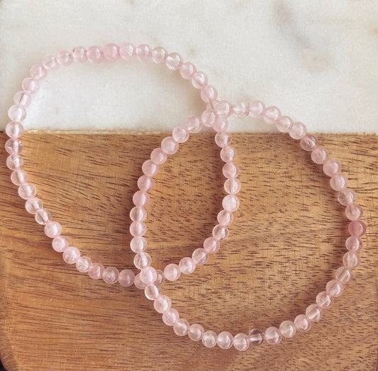 Double Crystal Beaded Bracelets: Rose Quartz