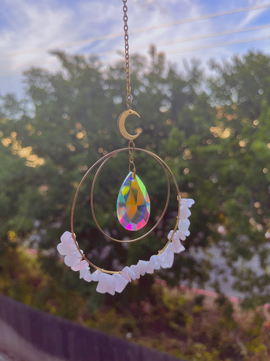 Moon Suncatcher: Rose Quartz