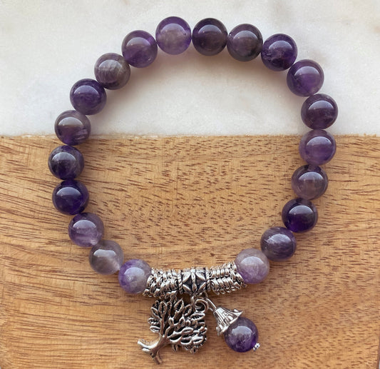 Tree of Life Healing Crystal Bracelet: Amethyst