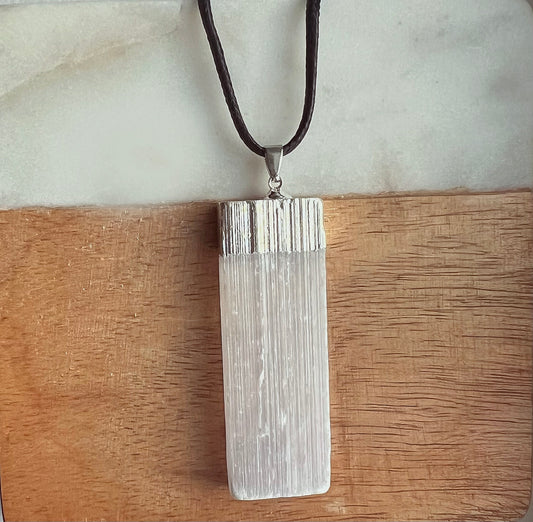 Selenite Silver Plated Necklace