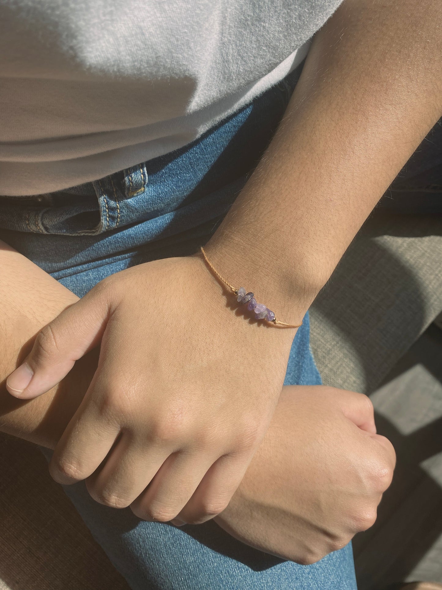 Crystal Chip Bracelet: Amethyst