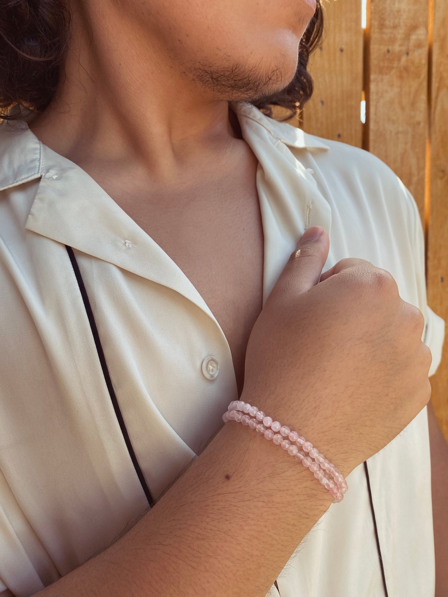 Double Crystal Beaded Bracelets: Rose Quartz