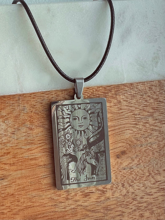 Tarot Sun Card Stainless Steel Necklace