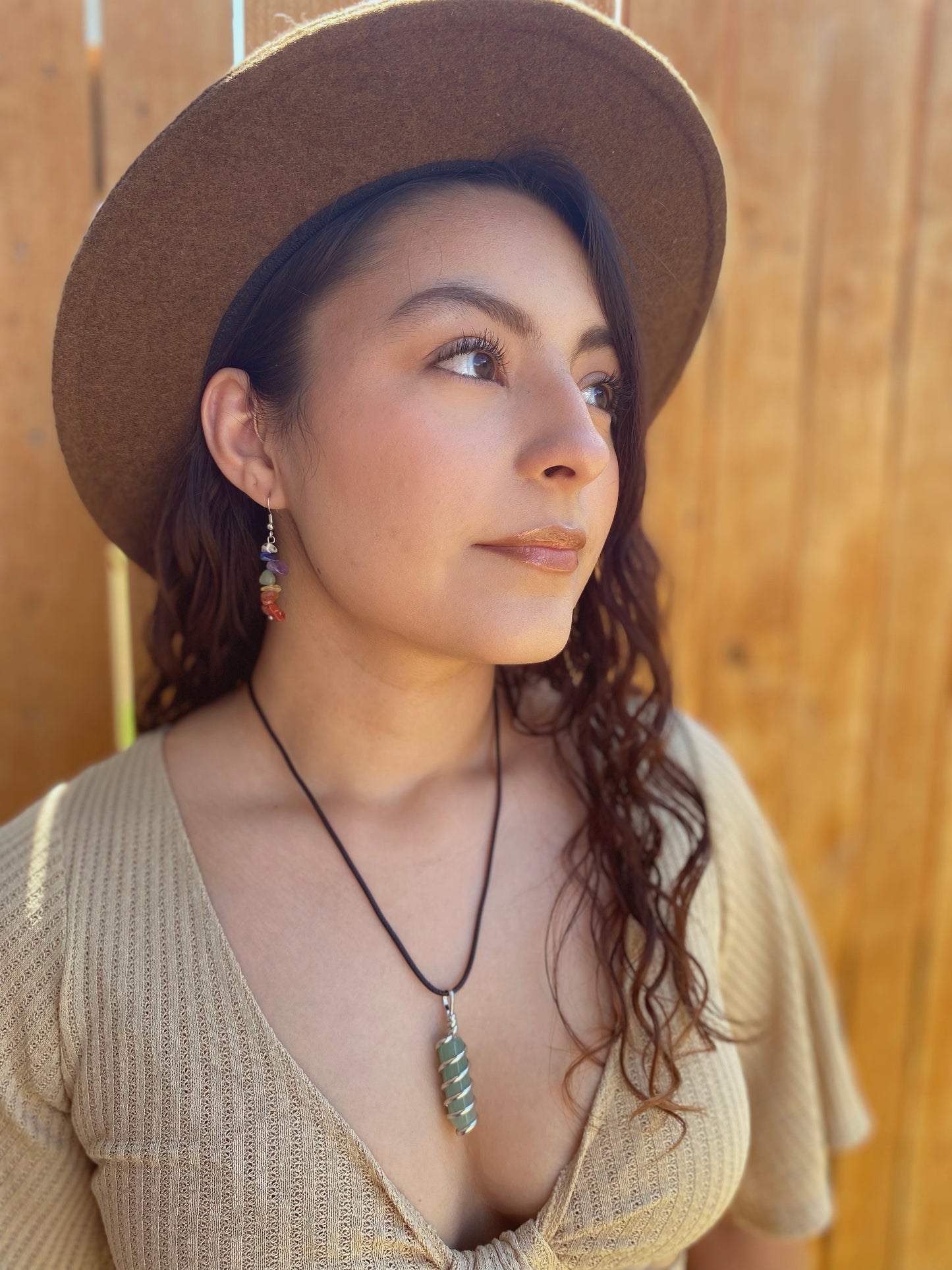 Spiral Crystal Necklace: Green Aventurine