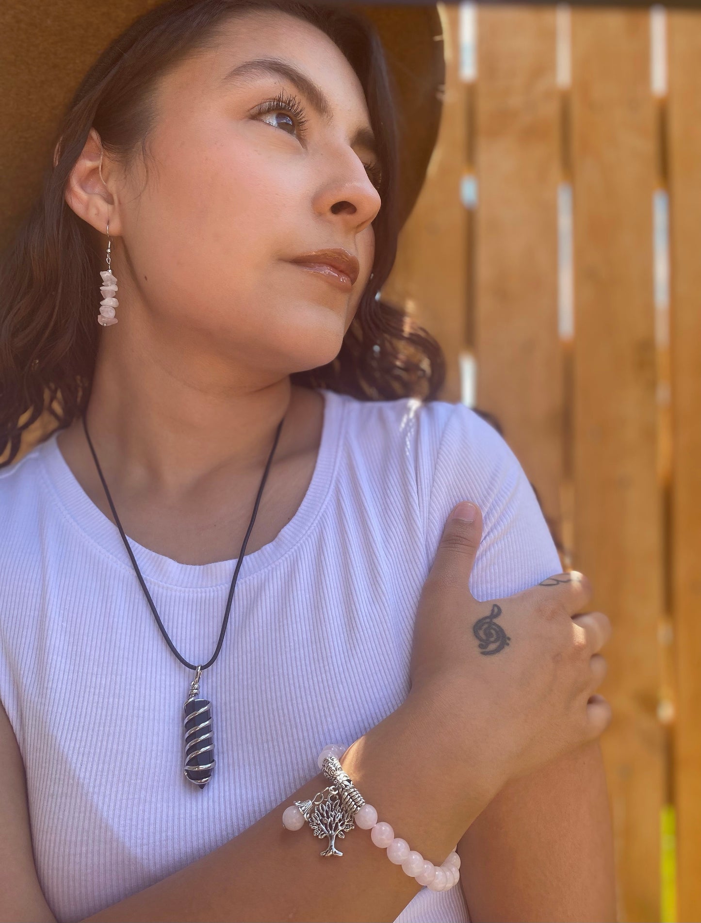 Tree of Life Healing Crystal Bracelet: Rose Quartz