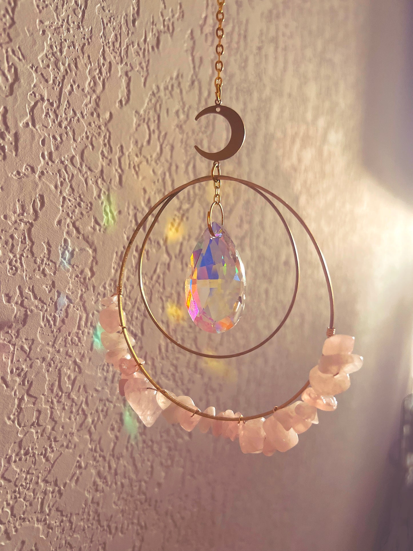 Moon Suncatcher: Rose Quartz