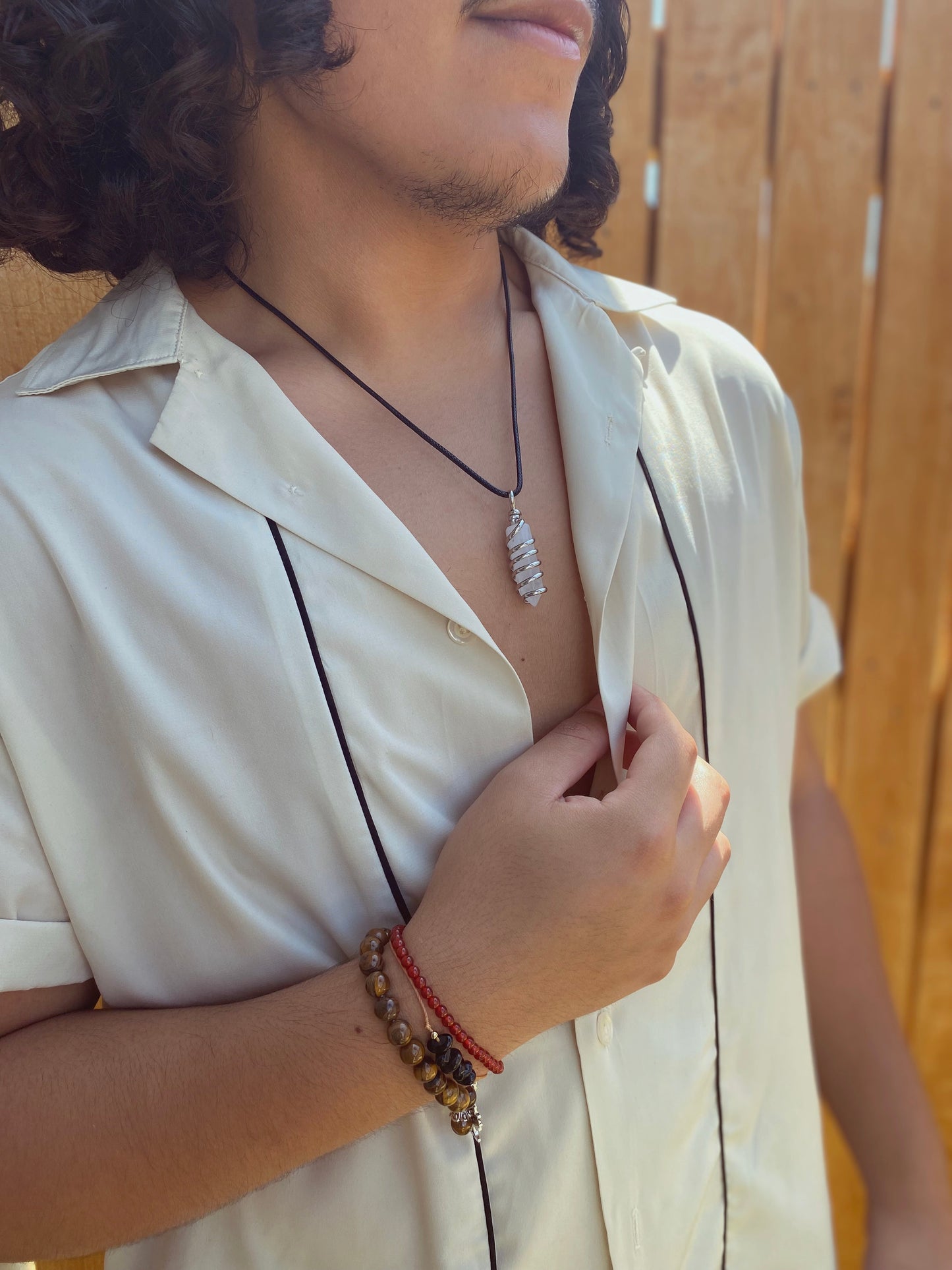 Spiral Crystal Necklace: Clear Quartz