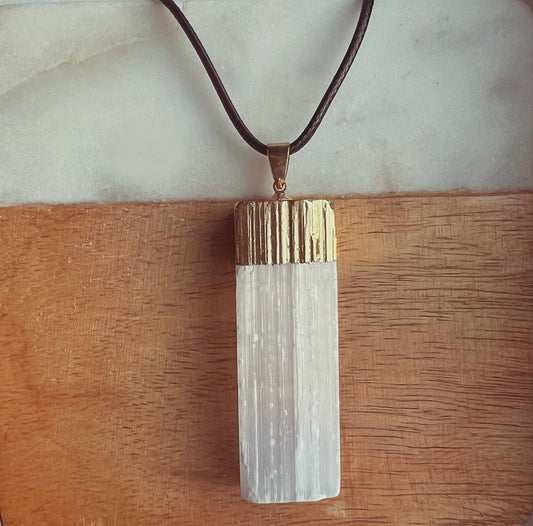 Selenite Gold Plated Necklace