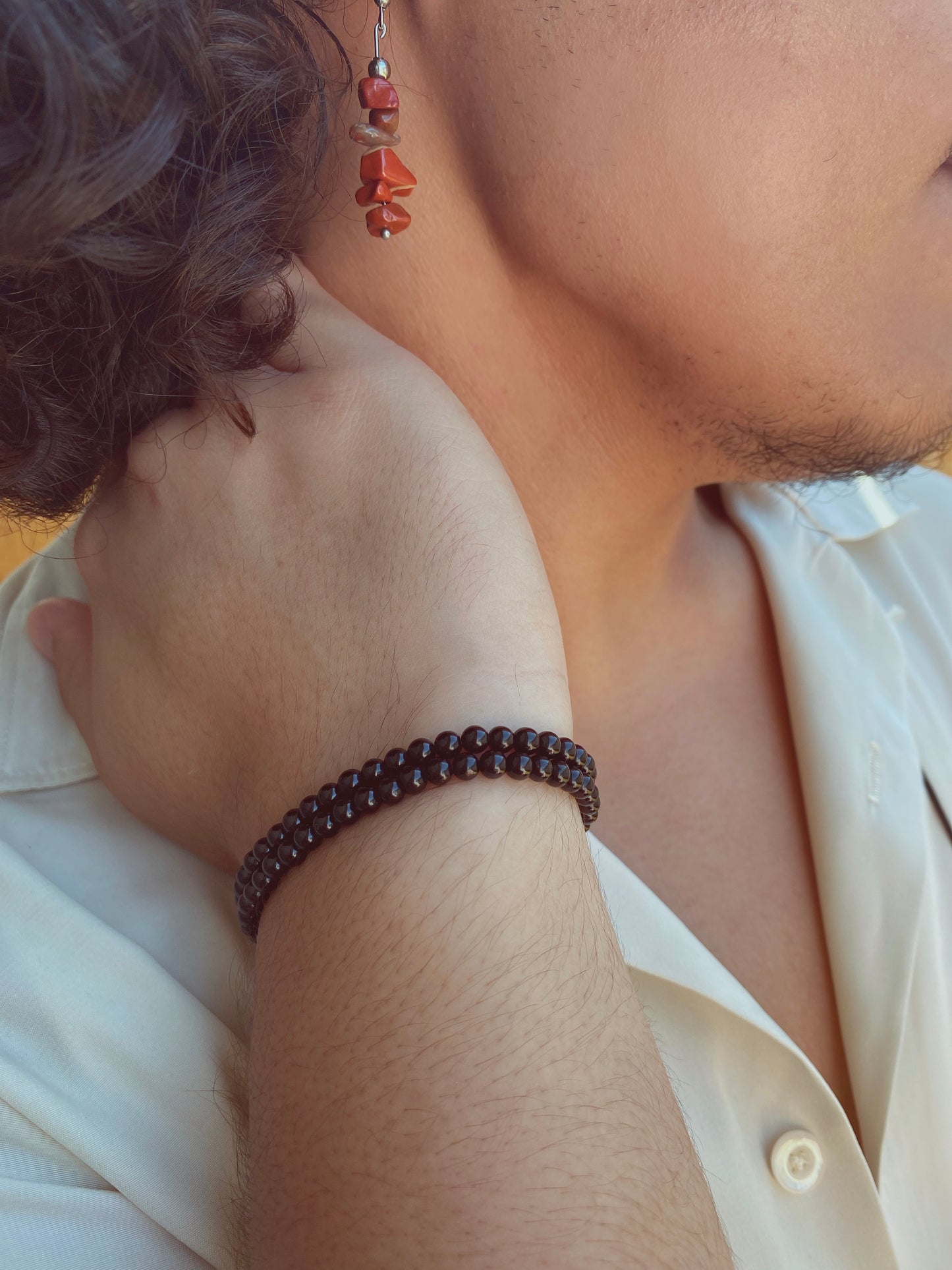 Double Beaded Crystal Bracelets: Black Tourmaline