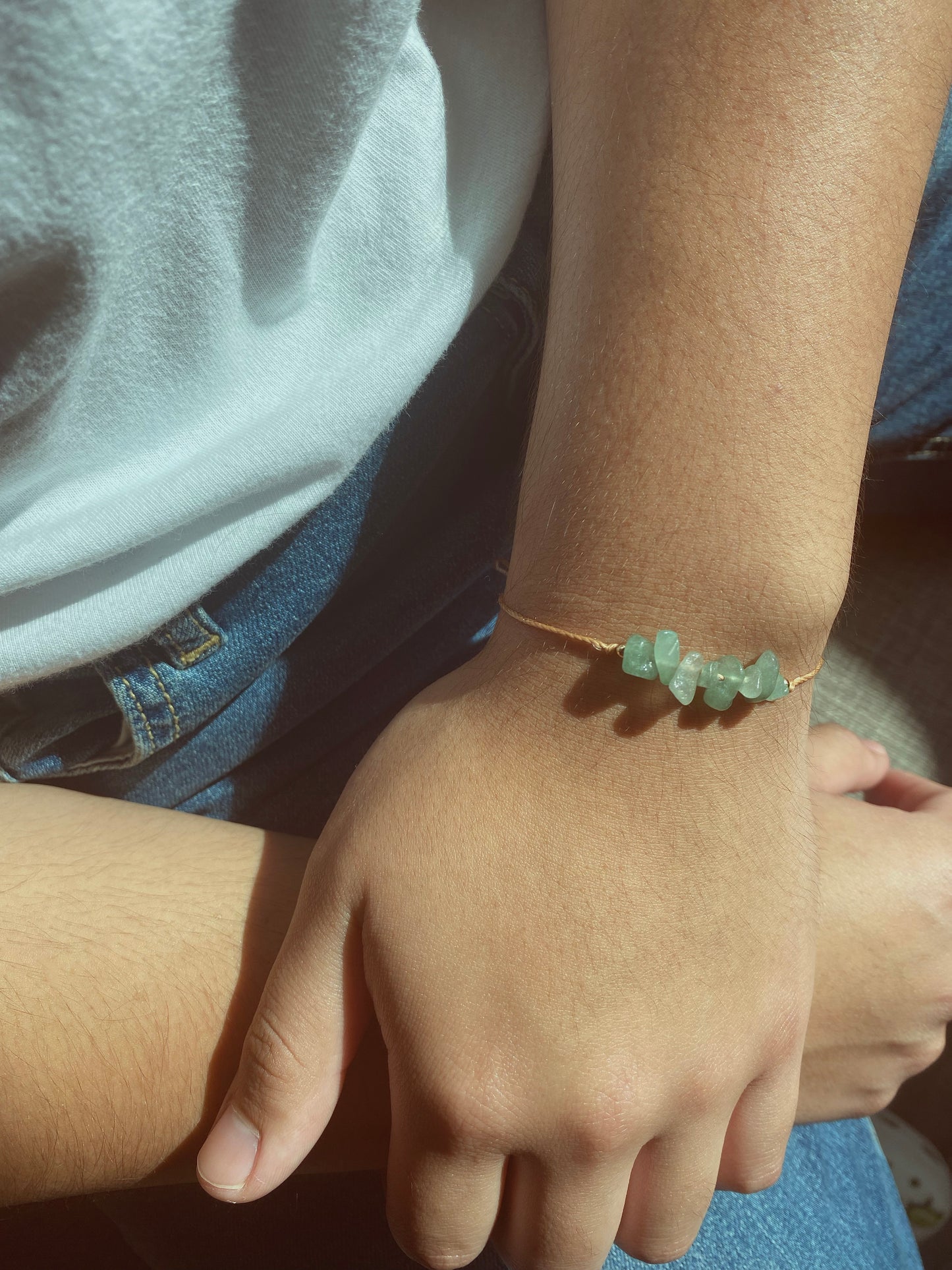 Crystal Chip Bracelet: Green Aventurine