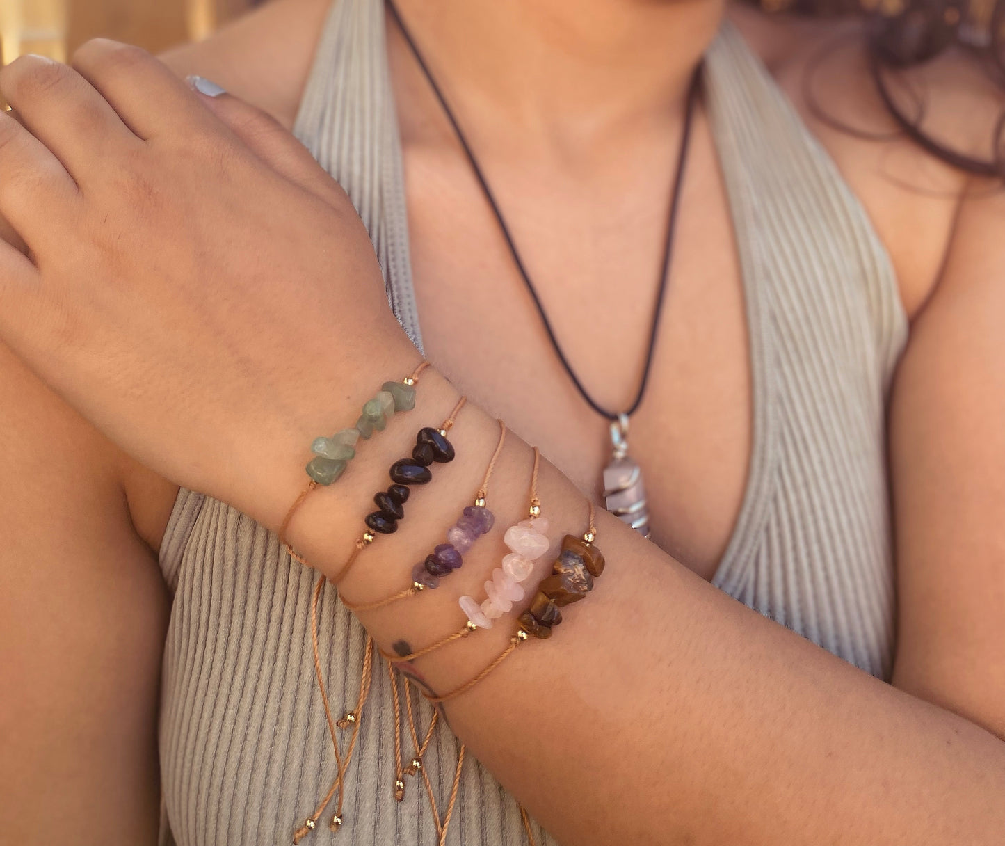 Crystal Chip Bracelet: Rose Quartz