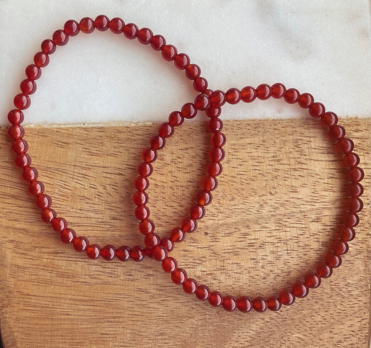 Double Crystal Beaded Bracelets: Carnelian