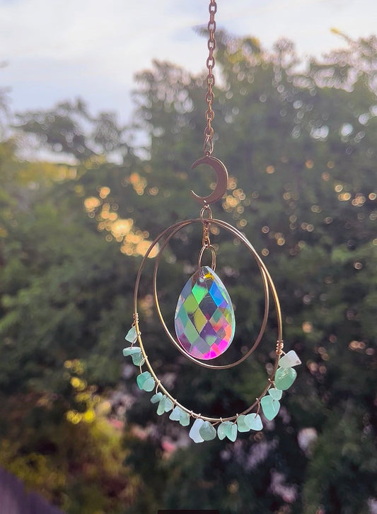 Moon Suncatcher: Green Fluorite