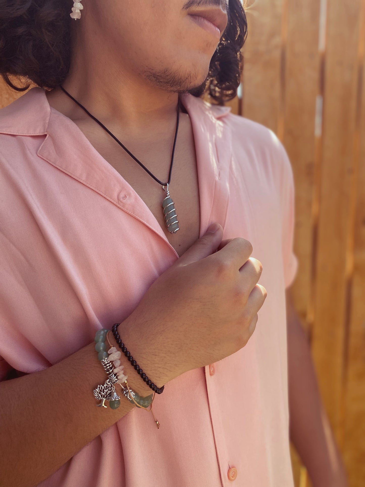 Spiral Crystal Necklace: Green Aventurine