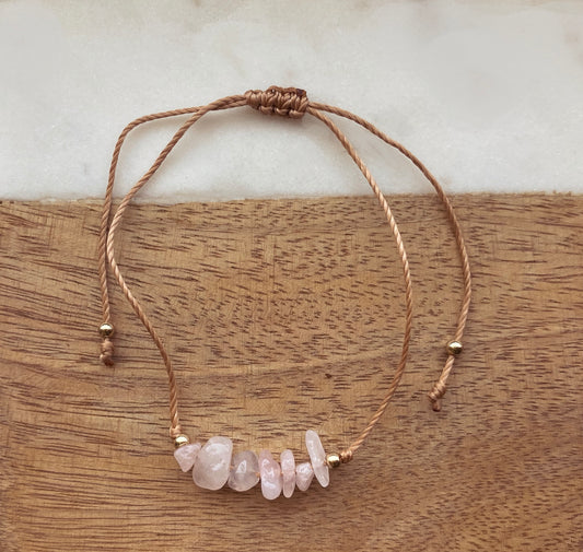 Crystal Chip Bracelet: Rose Quartz