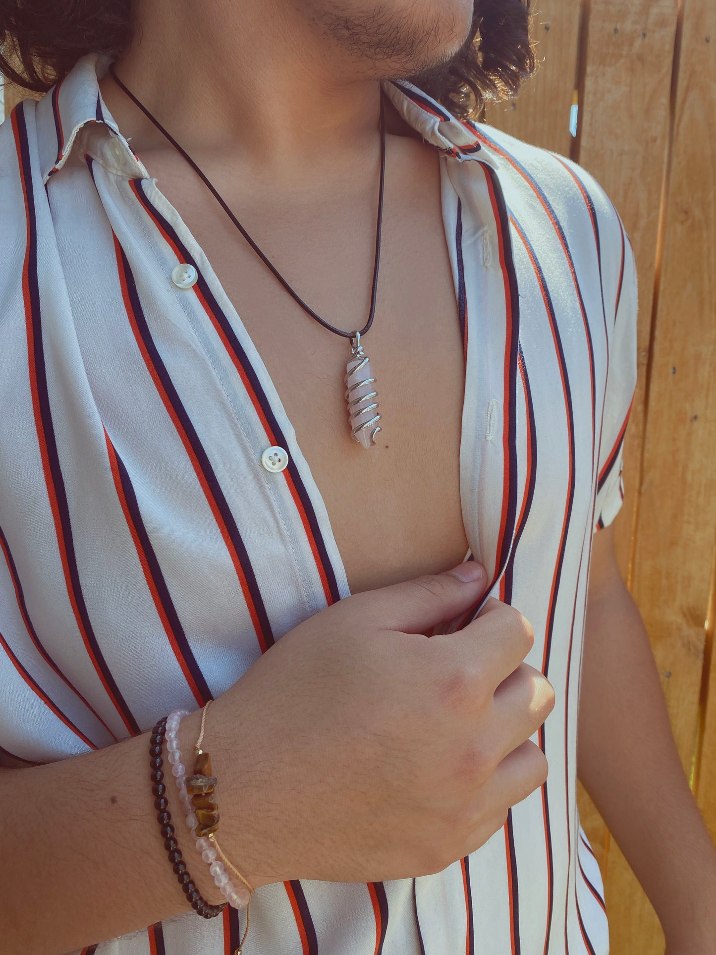 Spiral Crystal Necklace: Rose Quartz