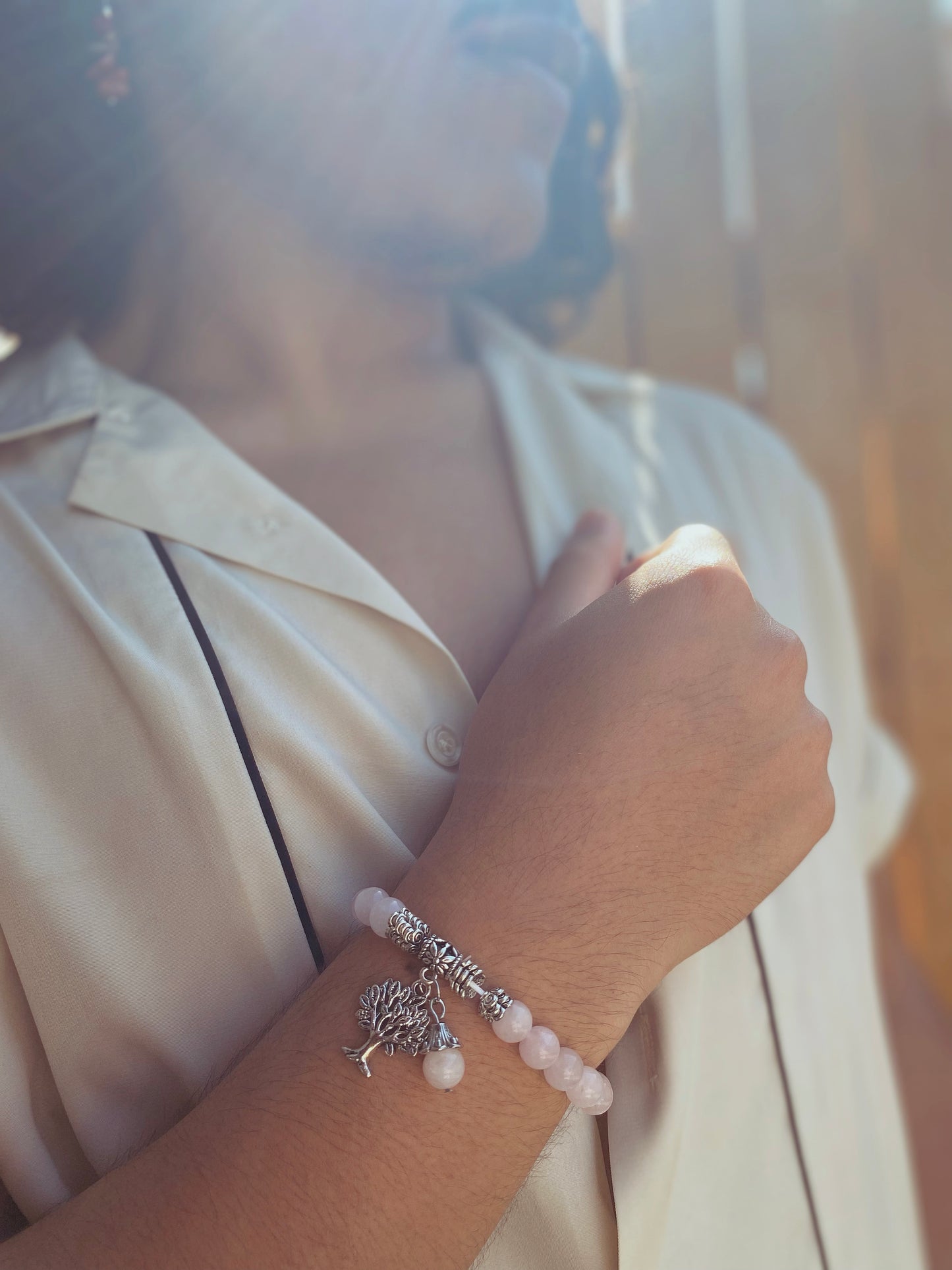 Tree of Life Healing Crystal Bracelet: Rose Quartz