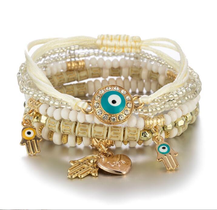 Evil Eye Costume Jewelry Set: Cream