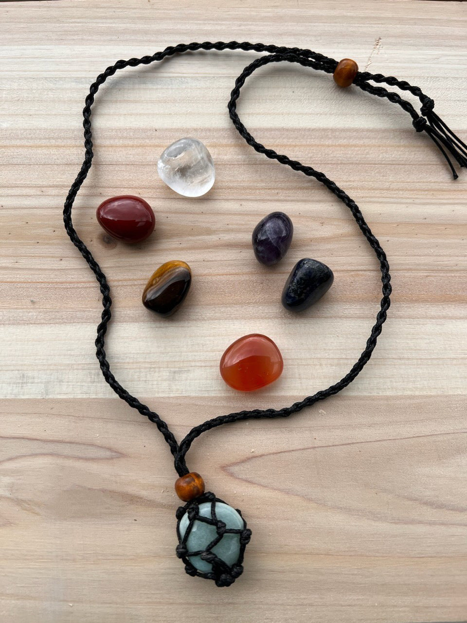 Weave Necklace w/ 7pc Healing Crystals